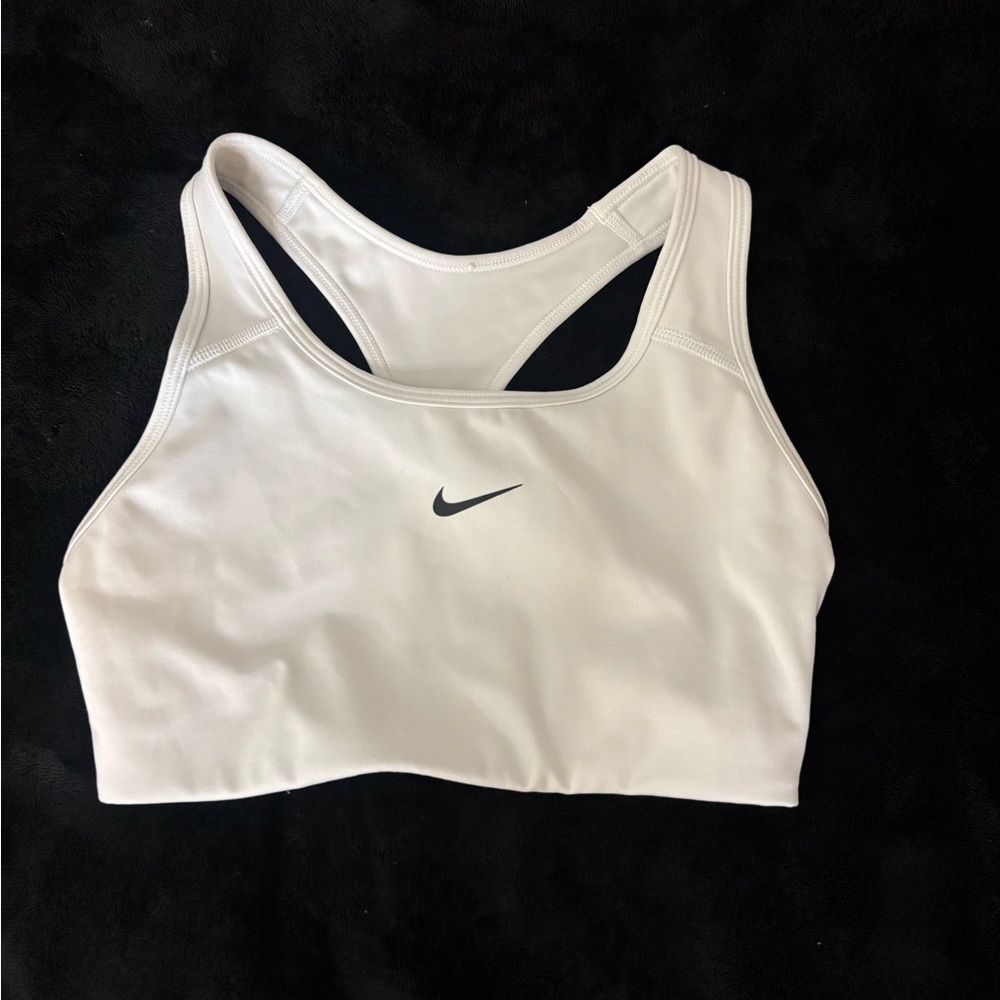 Nike White Sports Bra Racerback Moisture-Wicking